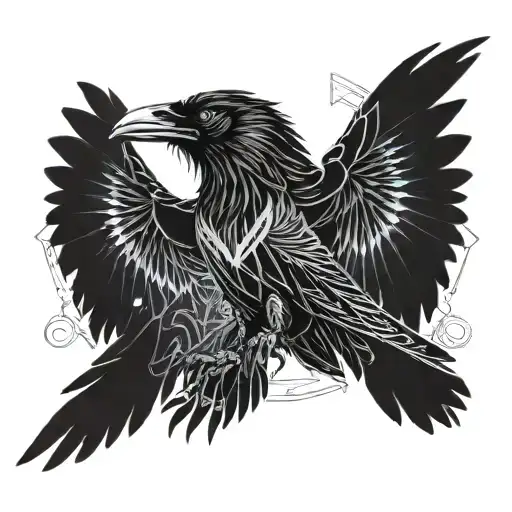 Raven with outstretched wings tattoo design idea