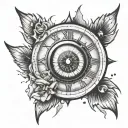 crying eye in a big exploding clock with a polar star etegrer above tattoo design idea