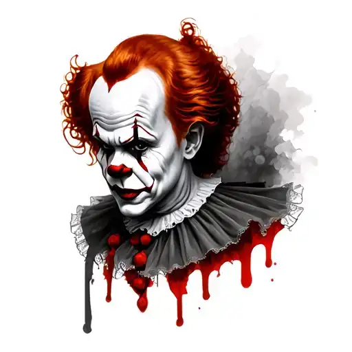 pennywise black and white tattoo design idea