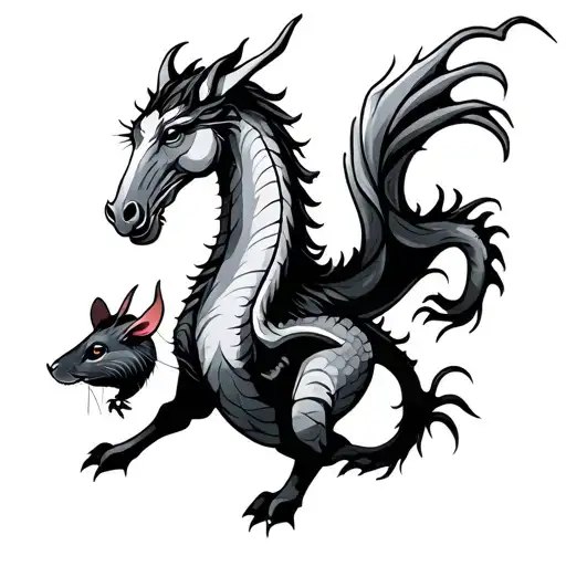 dragon, ox, horse, rat tattoo design idea