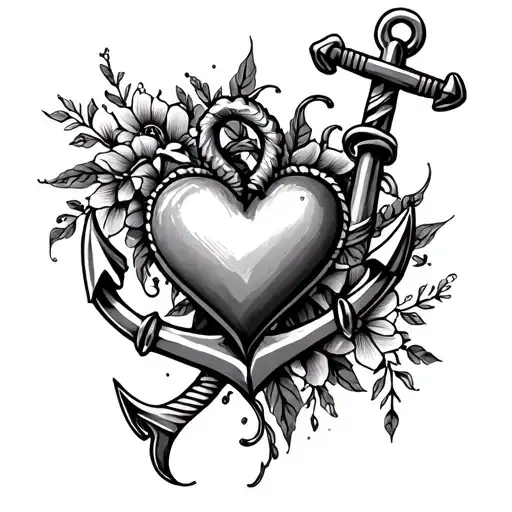 anchor and heart tattoo design idea