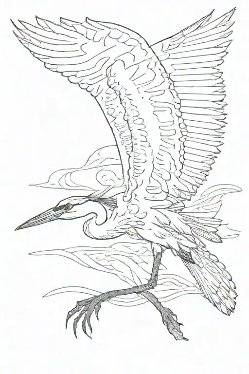 great blue heron flying tattoo design idea
