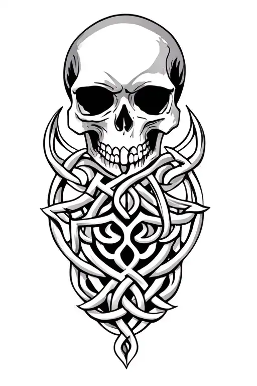 Celtic tribal tattoo with a skull tattoo design idea