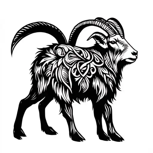 mountain goat standing tattoo design idea
