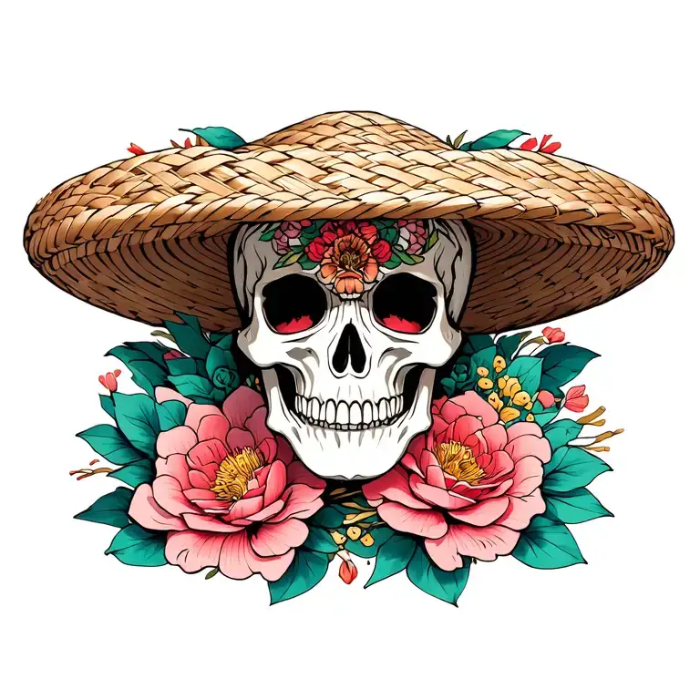 skull straw hat  one piece  tattoo design idea