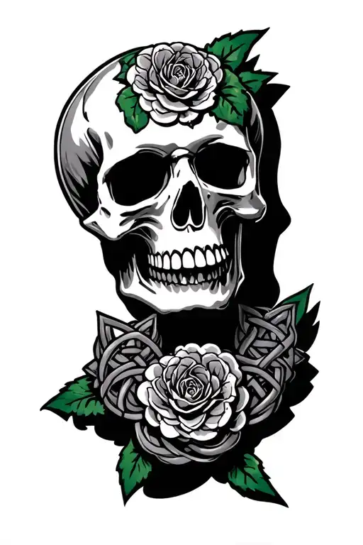 Celtics skull sleave ALL arm sleeve tattoo design idea