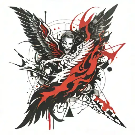 abstract demon wings symetrical smoking tattoo design idea