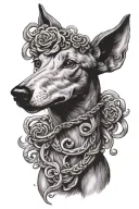 greyhound with medusa greek mythology tattoo design idea