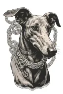 greyhound with medusa greek mythology tattoo design idea