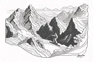 skier carving down a mountain tattoo design idea