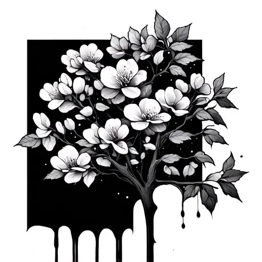 Blossom tree’s leaf’s Fading away into blood coming tattoo design idea