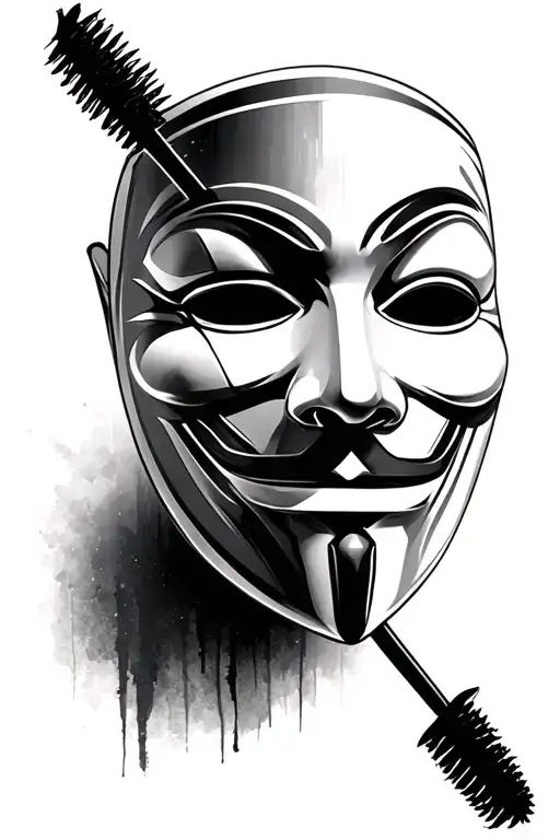 mascara de anonymous mask with fade tattoo design idea
