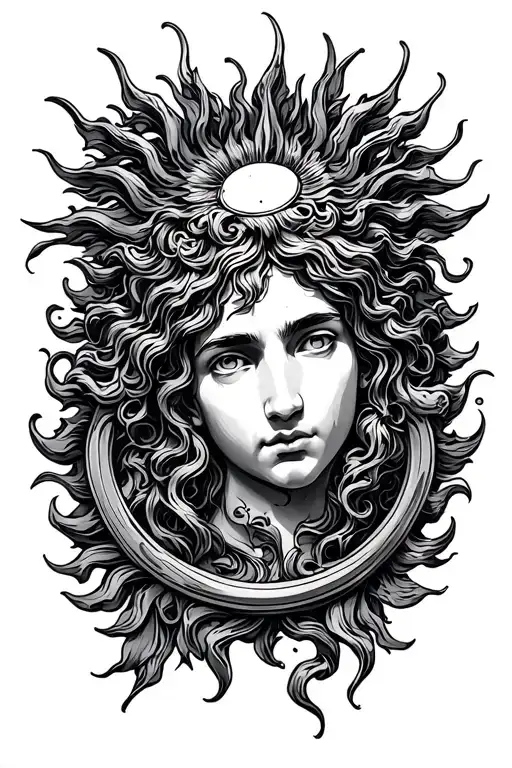 apollo lyre sun tattoo design idea