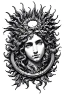 apollo lyre sun tattoo design idea