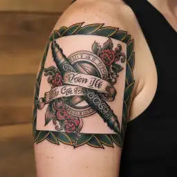 ancient roman scroll wrapped saying when i die ill go to heaven cause i spent my time in hell tattoo design idea