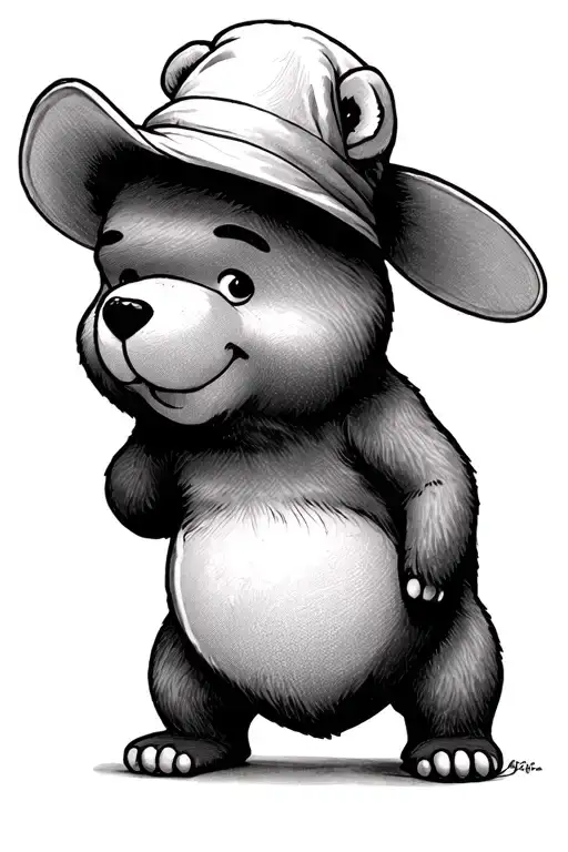 Pooh bear standing tattoo design idea