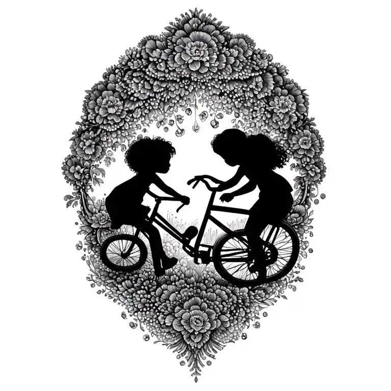 grandchildren bikes tattoo design idea