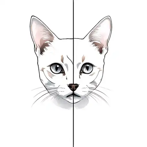 dog cat half face tattoo design idea