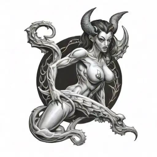 A Succubus Womb Tattoo With A Ice Look To It tattoo design idea