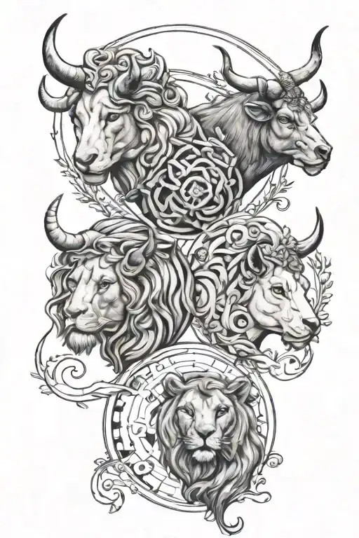 leo taurus virgo gemini tattoo design idea