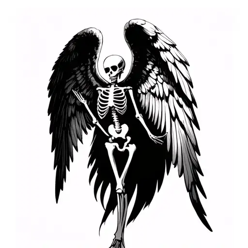 Angel Wings Skeleton tattoo design idea