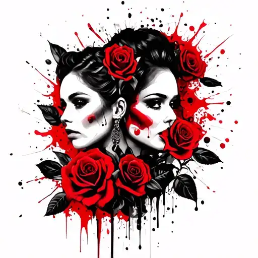 Brent & Kathy with roses tattoo design idea