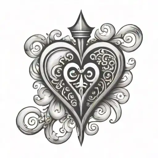 Spades Q heart and Q tattoo design idea