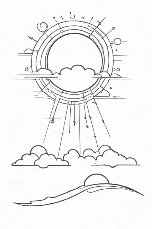 sun rays driving away the clouds  tattoo design idea