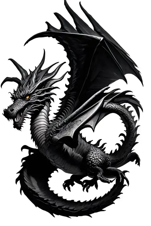 Caraxes from house of the dragon flying tattoo design idea