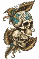 peacock feather and skull tattoo design idea