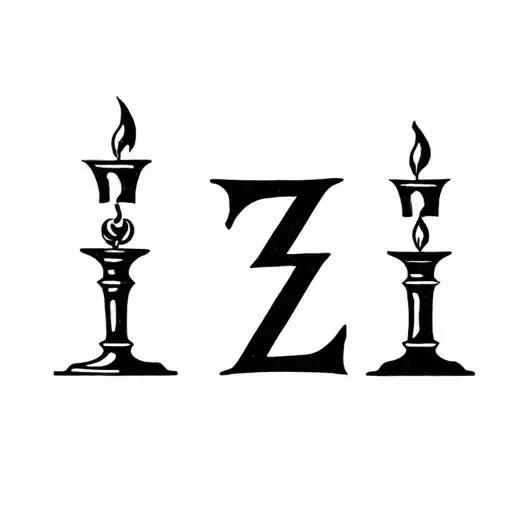 I want a one-line tattoo with the word Izi, where each I is represented by a candlestick—one bearish and one bullish— w tattoo design idea