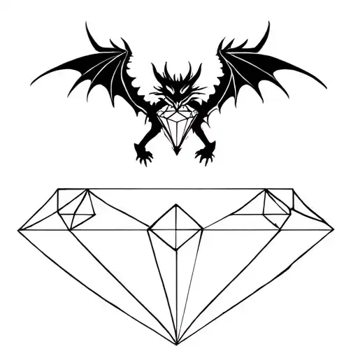 Dark dragon guarding a diamond met by a sweet fairy with tribal wings  tattoo design idea