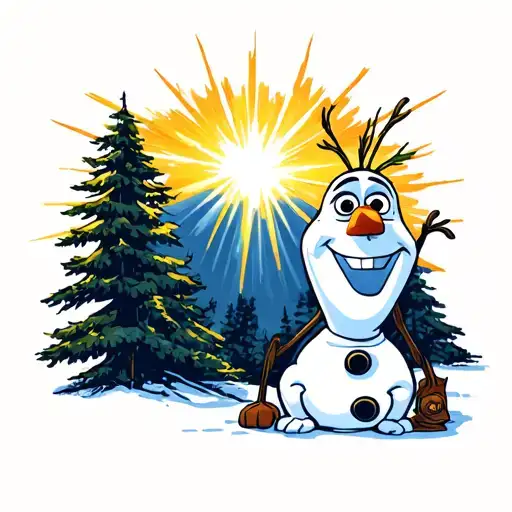 Olaf under a bright spotlight shining down on them tattoo design idea