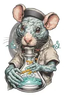 lab rat holding beaker filled with DNA  tattoo design idea