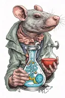 lab rat holding beaker filled with DNA  tattoo design idea