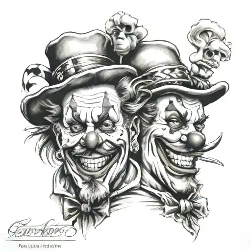 smile now cry later clown cholo style tattoo design idea