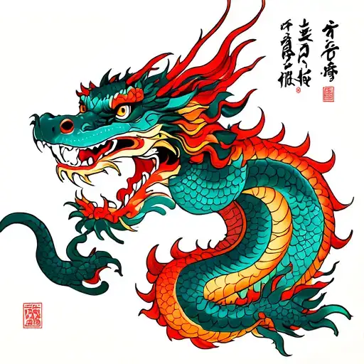 japanese dragon tall wrap around arm tattoo design idea
