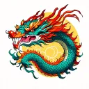 japanese dragon tall wrap around arm tattoo design idea