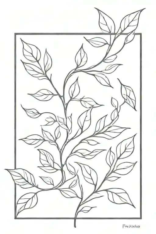 fineline tattoo representing wind blowing with small leaves tattoo design idea