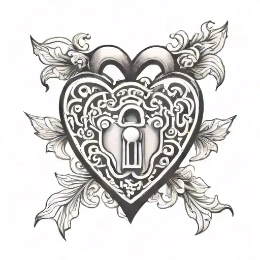 correct heart shaped lock tattoo design idea