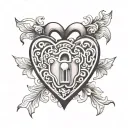 correct heart shaped lock tattoo design idea