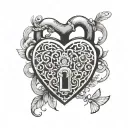 correct heart shaped lock tattoo design idea