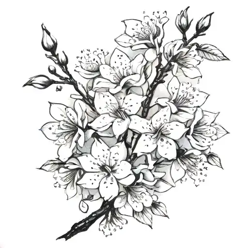 Ken carson cherry blossoms tattoo design idea
