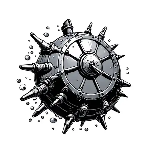 sea mine tattoo design idea
