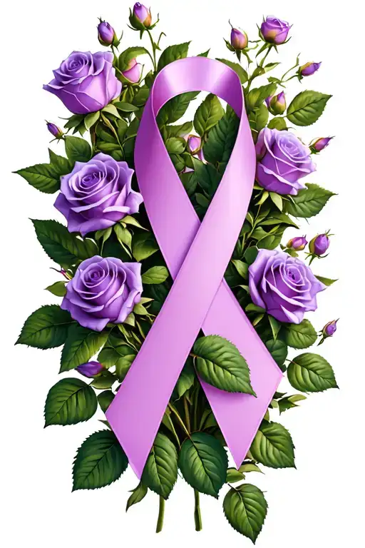 purple roses surrounded by the epilepsy ribbon symbolizing epilepsy  tattoo design idea