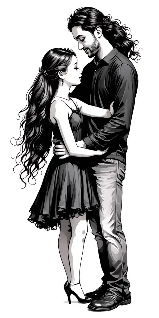 dad daughter dancing together  tattoo design idea