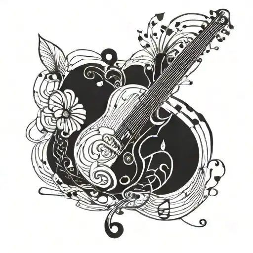 A geometric tattoo design representing the harmony of music and coloring, with subtle references to Disney characters and the number 15 tattoo design idea