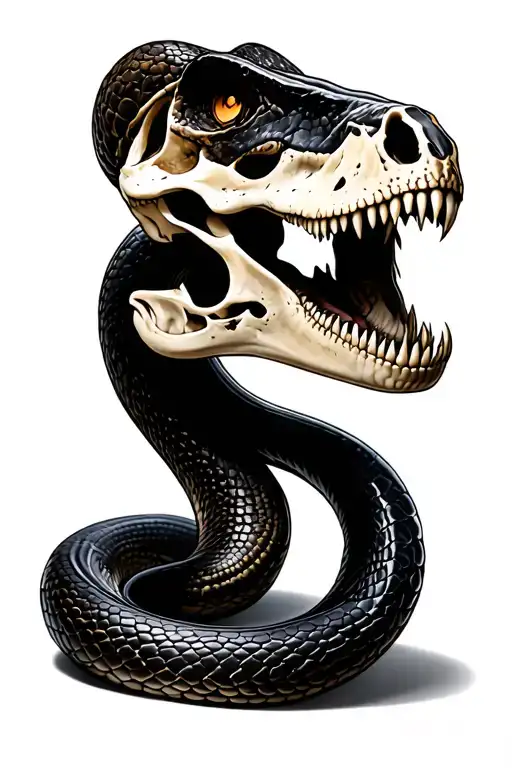 snake, dinosaur skull tattoo design idea