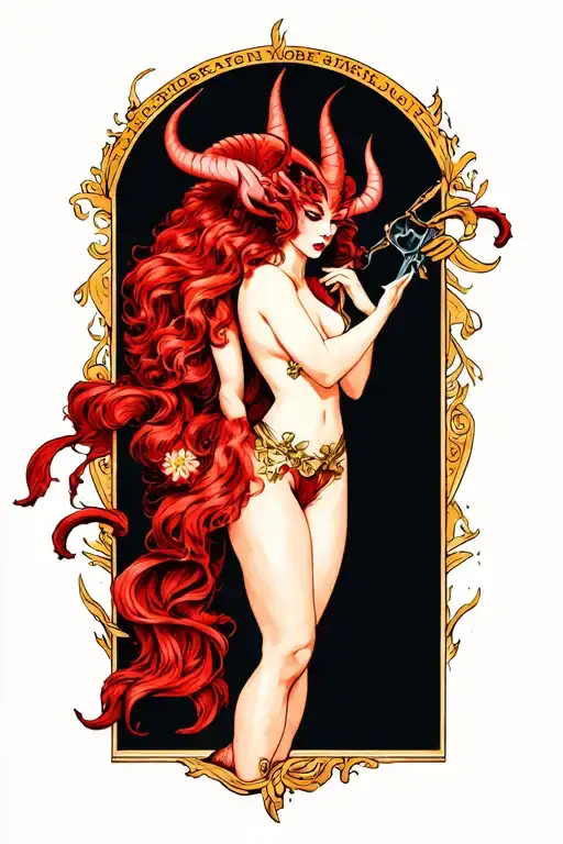 sexy devil seducing tattoo design idea