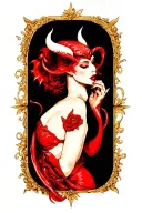 sexy devil seducing tattoo design idea
